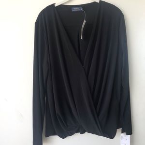 Polo Draped Black Top